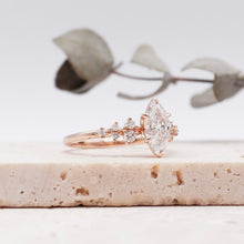 Load image into Gallery viewer, Marquise Diamond Cluster Engagement ring with Petal Prongs in Gold or Platinum, Manila Philippines