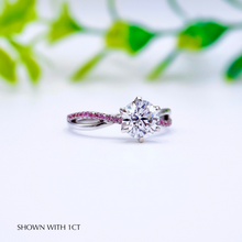 Load image into Gallery viewer, Moissanite Engagement Ring with Pink Diamond Band in the Philippines