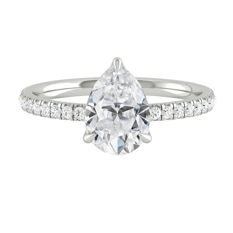 Lucce Lucia Halo Pave Pear Moissanite