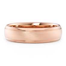Load image into Gallery viewer, Semi-Domed Comfort Fit with Grooves and Brushed finish Unisex Wedding Ring in Gold or Plartinum