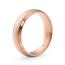 Load image into Gallery viewer, Semi-Domed Comfort Fit with Grooves and Brushed finish Unisex Wedding Ring in Gold or Plartinum