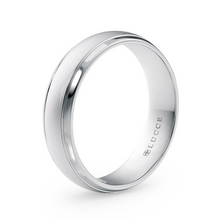 Load image into Gallery viewer, Semi-Domed Comfort Fit with Grooves and Brushed finish Unisex Wedding Ring in Gold or Plartinum