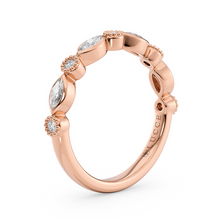 Load image into Gallery viewer, LUCCE Round and Marquise Diamond Wedding Ring with Bezel and Milgrain Setting in Gold or Platinum