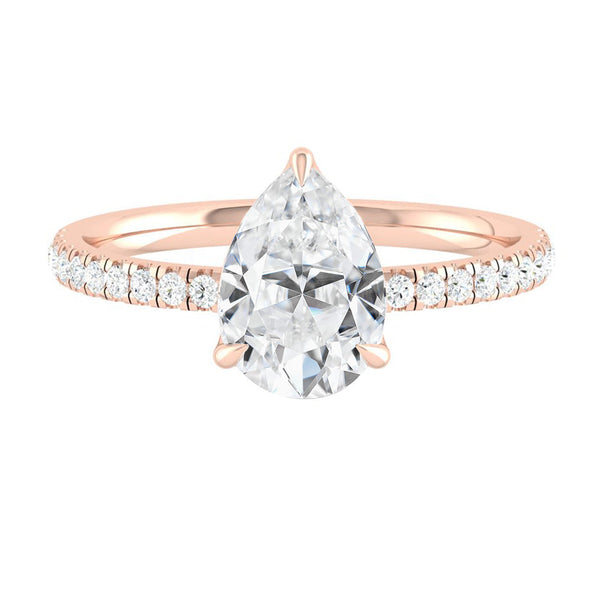 Lucce Lucia Halo Pave Pear Moissanite
