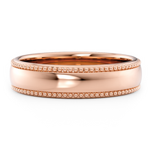 Load image into Gallery viewer, LUCCE Milgrain Classic Unisex Wedding Band with Brushed or Polished Finish in Gold or Platinum