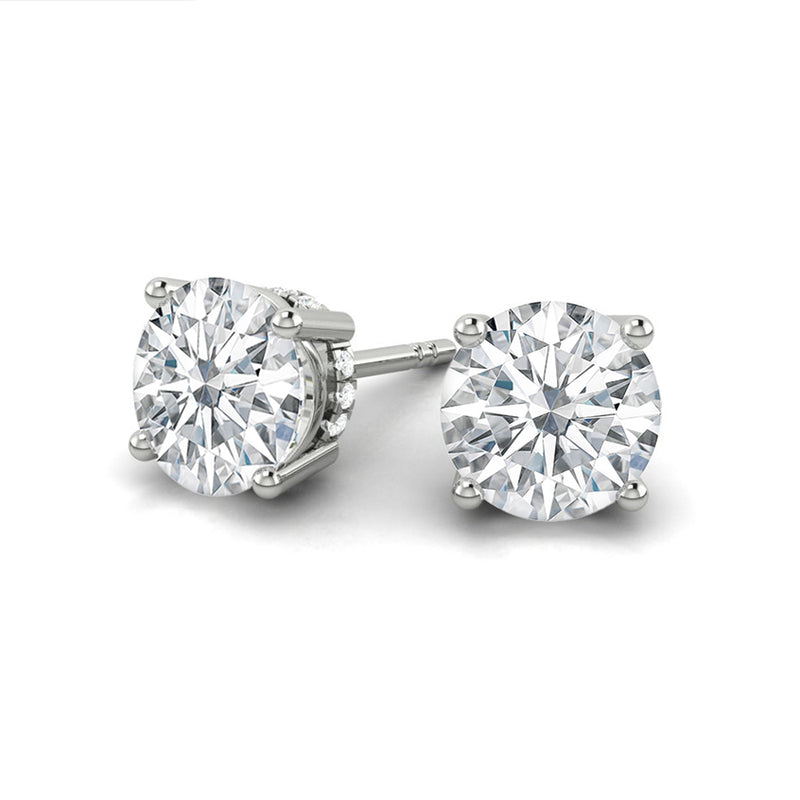 Lucce Kaela Earrings Round 2.00ctw FOREVER ONE Moissanite Platinum