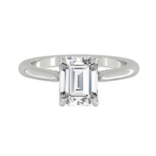 Load image into Gallery viewer, Emerald Diamond Engagement Ring with Cathedral Solitaire Gold Platinum band Philippines