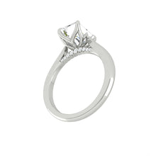Load image into Gallery viewer, Emerald Diamond Engagement Ring with Cathedral Solitaire Gold Platinum band Philippines