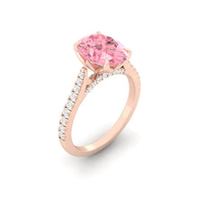 Load image into Gallery viewer, Lucce Azalea Pavé Oval Rosé Pink Lab Diamond 1.00ct Fancy Vivid Pink VVS2 Ex IGI 18K Rose Gold