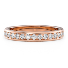 Load image into Gallery viewer, LUCCE Half Eternity Pavé Round Diamond Stackable Female Wedding Ring in Gold or Platinum