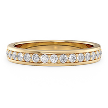 Load image into Gallery viewer, LUCCE Half Eternity Pavé Round Diamond Stackable Female Wedding Ring in Gold or Platinum