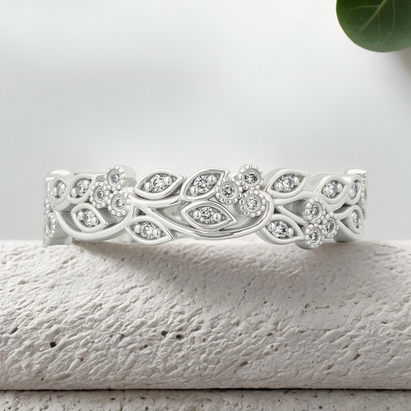 Lucce Christine Band 0.23CTW SUPERNOVA Moissanite 14K White Gold