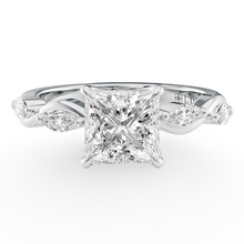 Load image into Gallery viewer, Constance Petal Princess Engagement Ring with Lab or Natural Diamond and marquise accents in Gold or Platinum
Lucce, Manila, Philippines