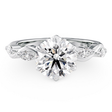 Load image into Gallery viewer, Constance Petal Round Engagement Ring with Lab or Natural Diamond and marquise accents in Gold or Platinum
Lucce, Manila, Philippines