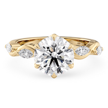 Load image into Gallery viewer, Constance Petal Round Engagement Ring with Lab or Natural Diamond and marquise accents in Gold or Platinum
Lucce, Manila, Philippines