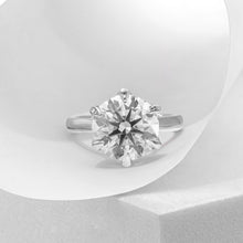 Load image into Gallery viewer, Round Diamond Engagement Ring with Cathedral Solitaire Gold Platinum band Philippines