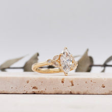 Load image into Gallery viewer, Marquise Diamond Engagement Rig with Marquise and Round cut and milgrain accent Band in Gold or Platinum, Manila, Philippines