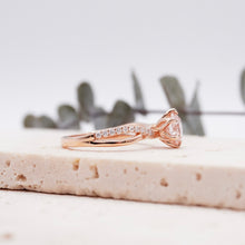 Load image into Gallery viewer, Pink Diamond Engagement Ring with Pave Infinity Gold Platinum band Philippines