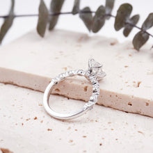 Load image into Gallery viewer, Pear Diamond Engagement Ring with Marquise and Round Accent Band with Petal Prong in Gold or Platinum, Manila Philippines