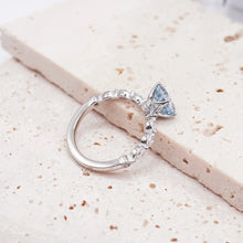 Load image into Gallery viewer, Blue Cushion Diamond Engagement Ring with Marquise and Round Accent Band with Petal Prong in Gold or Platinum, Manila Philippines