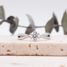 Load image into Gallery viewer, Round Lab Natural Diamond Engagement Ring with Infinity Gold Platinum band Philippines