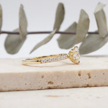 Load image into Gallery viewer, Round Diamond Engagement ring with Pave Gold or Platinum band and petals Manila Philippines