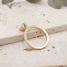 Load image into Gallery viewer, Round Diamond Engagement ring with Pave Gold or Platinum band and petals Manila Philippines