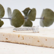 Load image into Gallery viewer,  Princess lab diamond engagement ring petal cathedral pave band jewelry wedding rings Manila philippines