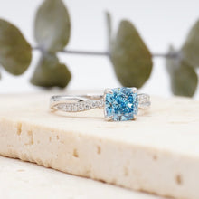 Load image into Gallery viewer, Cushion Blue Diamond Engagement Ring Wedding Rings Band Gold Jewelry Moissanite Manila Philippines
