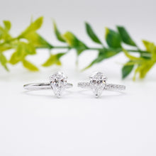 Load image into Gallery viewer, Pear Diamond Engagement ring with Halo and Pave Gold or Platinum band and petals Manila Philippines