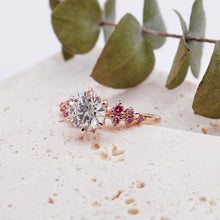 Load image into Gallery viewer, Round Pink Diamond Cluster Engagement ring with Petal Prongs in Gold or Platinum, Manila Philippines