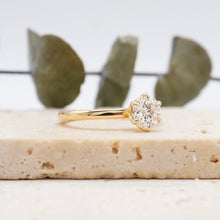 Load image into Gallery viewer, Round Solitaire Diamond Engagement ring with Gold or Platinum band and petals Manila Philippines