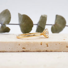 Load image into Gallery viewer, Round Solitaire Diamond Engagement ring with Gold or Platinum band and petals Manila Philippines