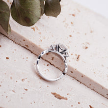Load image into Gallery viewer, Trio Diamond Engagement Ring with Pave Twisting Gold Platinum band Philippines
