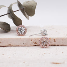 Load image into Gallery viewer, Lucce Montevalle Pavé Rosé Pink Earrings Round Diamond