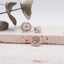 Load image into Gallery viewer, Lucce Montevalle Pavé Rosé Pink Earrings Round Diamond