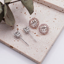 Load image into Gallery viewer, Montevalle Pavé Round Rosé Pink Earrings Moissanite