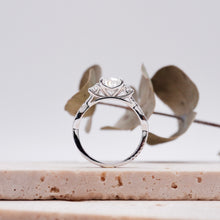 Load image into Gallery viewer, Pear Trio Diamond Engagement Ring with Pave Twisting Gold Platinum band Philippines