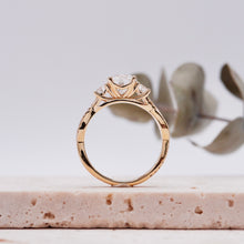 Load image into Gallery viewer, Trio Diamond Engagement Ring with Pave Twisting Gold Platinum band Philippines