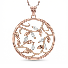 Load image into Gallery viewer, LUCCE ECUADORIAN Marquise diamonds in intertwining vines encase round pendant in white, yellow and rose gold and platinum