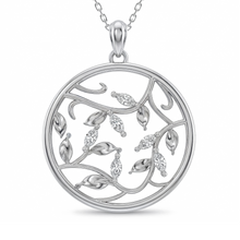 Load image into Gallery viewer, LUCCE ECUADORIAN Marquise diamonds in intertwining vines encase round pendant in white, yellow and rose gold and platinum