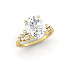 Load image into Gallery viewer, Oval Diamond Cluster Engagement ring with Petal Prongs in Gold or Platinum, Manila Philippines