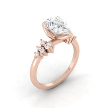 Load image into Gallery viewer, Pear Diamond Cluster Engagement ring with Petal Prongs in Gold or Platinum, Manila Philippines