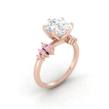 Load image into Gallery viewer, Round Pink Diamond Cluster Engagement ring with Petal Prongs in Gold or Platinum, Manila Philippines