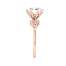 Load image into Gallery viewer, Round Pink Diamond Cluster Engagement ring with Petal Prongs in Gold or Platinum, Manila Philippines
