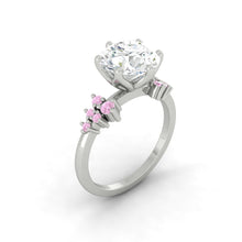 Load image into Gallery viewer, Round Pink Diamond Cluster Engagement ring with Petal Prongs in Gold or Platinum, Manila Philippines