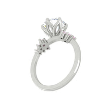 Load image into Gallery viewer, Round Pink Diamond Cluster Engagement ring with Petal Prongs in Gold or Platinum, Manila Philippines