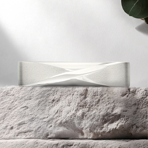 Lucce Esso Brushed 5mm 14K White Gold