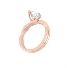 Load image into Gallery viewer, Heart Lab Natural Diamond Engagement Ring with Twisting Gold Platinum band Philippines
