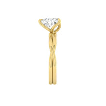 Load image into Gallery viewer, Heart Lab Natural Diamond Engagement Ring with Twisting Gold Platinum band Philippines